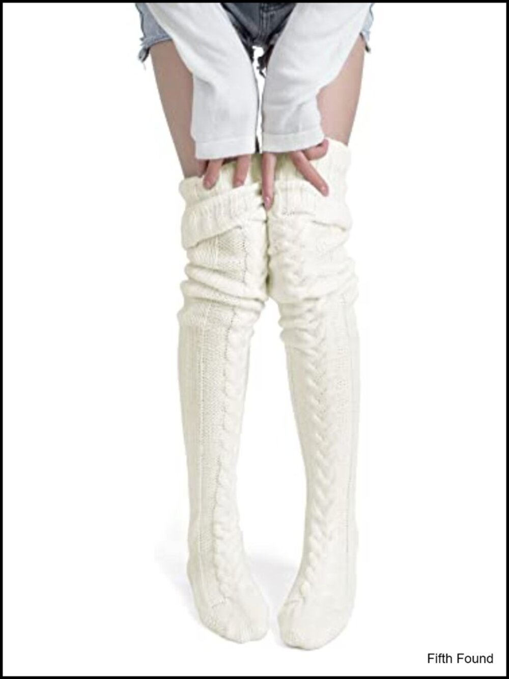 Thigh High Socks Extra Long Over the Knee Boot Leg Warmers Cable Knit